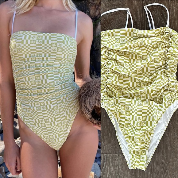RHYTHM. HORIZON SCRUNCHED ONE
PIECE PALM Swimsuit size S or XL - Picture 3 of 15